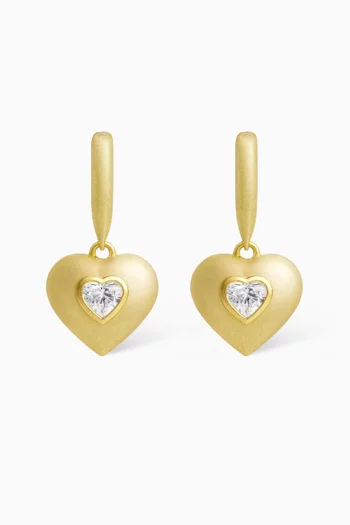 Heart Diamond Earrings in 18kt Yellow Gold