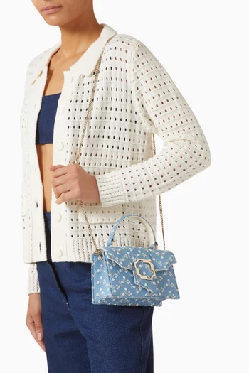 Mini Audrey Handbag in Embroidered-denim