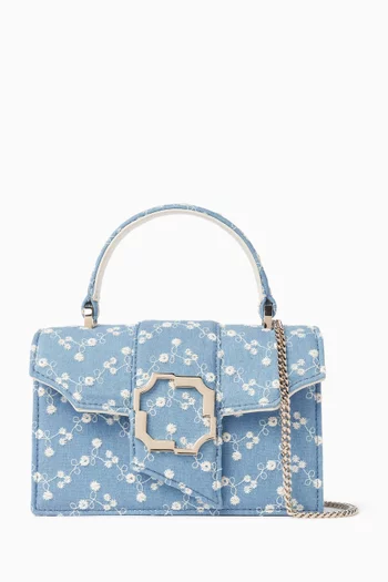 Mini Audrey Handbag in Embroidered-denim