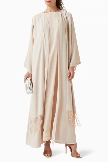 Embellished-trim Abaya Set