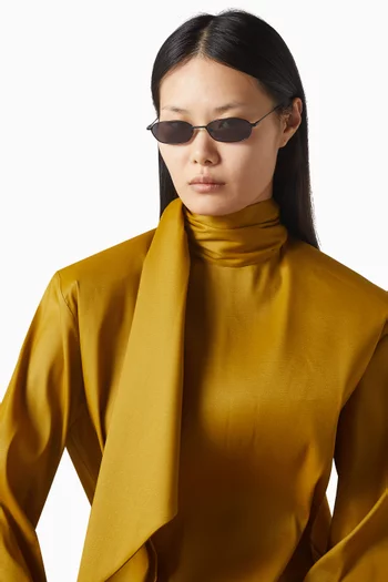 Niklaus Rectangle Sunglasses in Stainless Steel