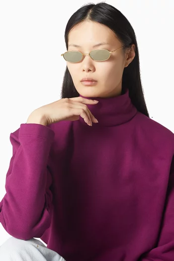 Niklaus Rectangle Sunglasses in Stainless Steel