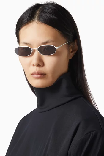 Niklaus Rectangle Sunglasses in Stainless Steel