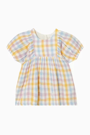 Check Gathered Dress