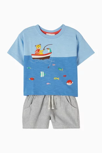 تي شيرت فضفاض بنقشة أوشن قطن عضوي