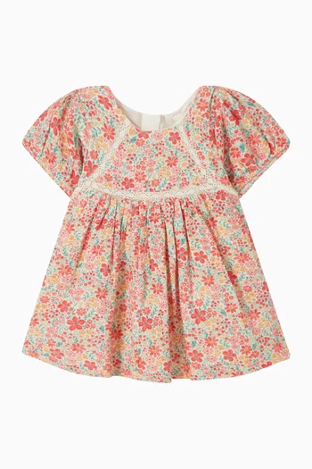 Festive Floral Dress in Organic Cotton Muslin