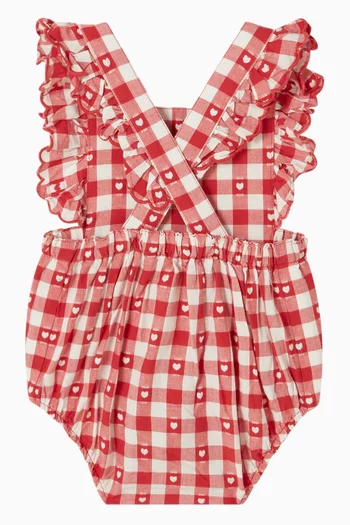 Heart Gingham Overall Bodysuit