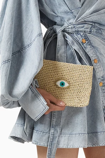 Vibe Clutch in Raffia