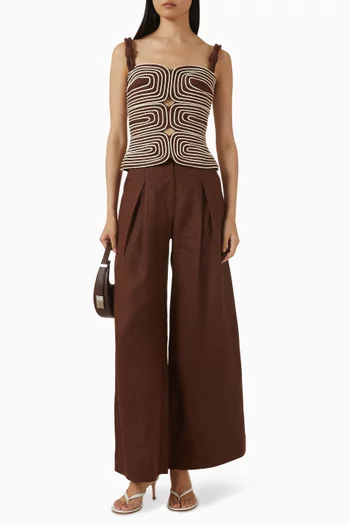 Marea Rope-embroidery Top in Linen