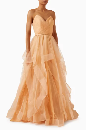 Bustier Layered Gown in Tulle