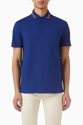 تي شيرت بولو مطرز بشعار ميدوسا قطن