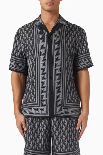 قميص بنقشة غريكا حرير وتويل