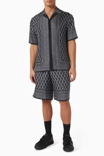 Greca-print Shorts in SIlk-twill