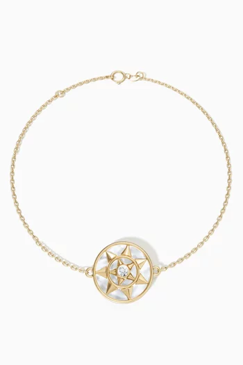 سوار فرفشة شمس مرصع بعرق لؤلؤ والماس ذهب عيار 18