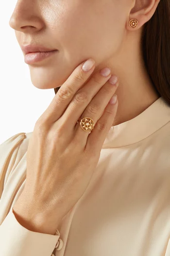 خاتم فرفشة شمس مرصع بالماس ذهب أصفر عيار 18‏