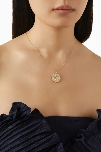 قلادة فرفشة شمس مرصعة بعرق لؤلؤ والماس ذهب عيار 18