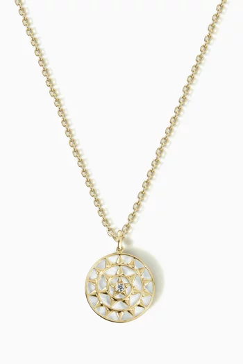 قلادة فرفشة شمس مرصعة بعرق لؤلؤ والماس ذهب عيار 18