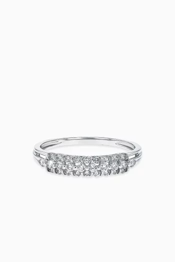 خاتم بيراميد مرصع بالماس ذهب أبيض عيار 18