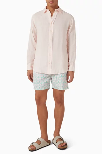 قميص اباكو كتان بلون سادة