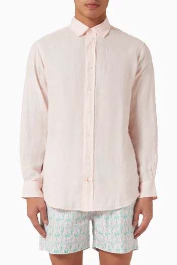 قميص اباكو كتان بلون سادة