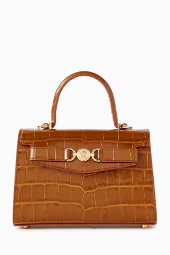 Small Medusa '95 Top-Handle Bag in Croc-embossed Leather