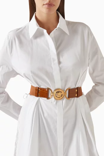 حزام بحلية شعار ميدوسا ‎‎'‎95 جلد بنقشة جلد التمساح