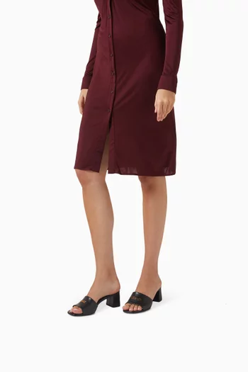 حذاء مفتوح من الخلف بشعار الماركة وكعب 55 مم جلد