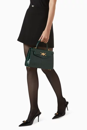 Medium Medusa ’95 Top-handle Bag in Croc-embossed Leather