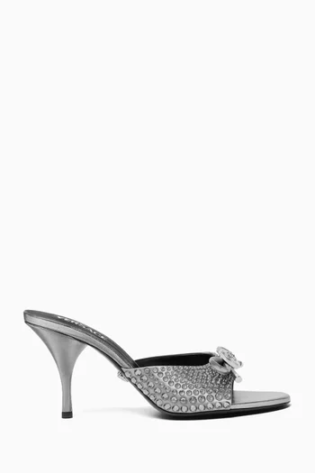 Opera 85 Bow Embellished Mule Sandals in Leather