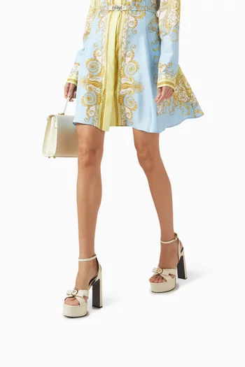 صندل جياني بعقدة ونعل سميك وكعب 140 مم جلد