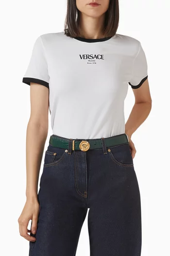 حزام بحلية ميدوسا بيغي جلد بنقشة جلد التمساح