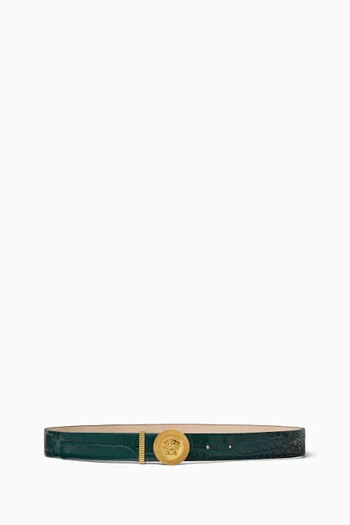 حزام بحلية ميدوسا بيغي جلد بنقشة جلد التمساح