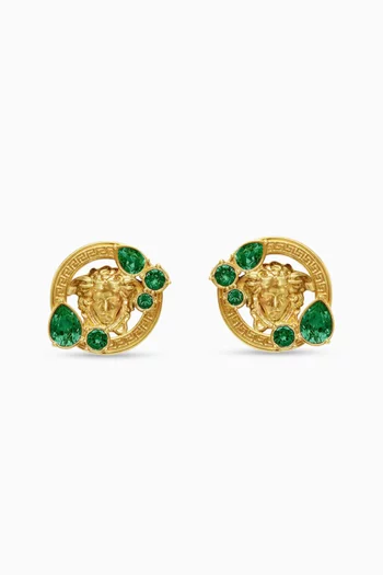 Medusa 95' Crystal Stud Earrings in Gold-tone Brass