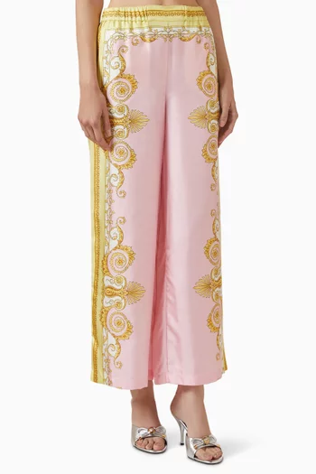 بنطال بنقشة باروكية فولار حرير وتويل