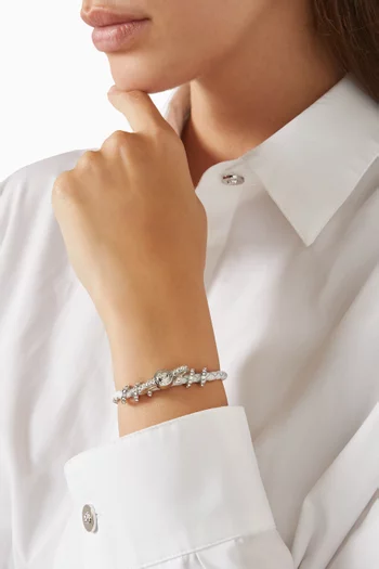 سوار جياني ريبون جلد ونحاس بلون فضي