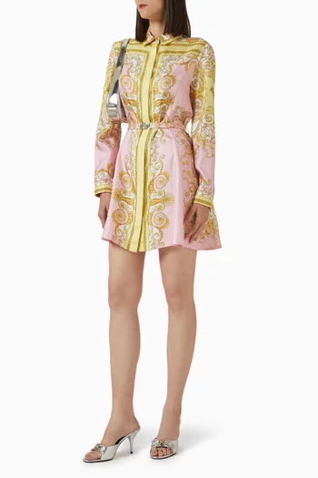 Printed Shirt Dress in Silk-twill