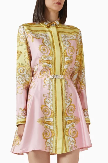 Printed Shirt Dress in Silk-twill