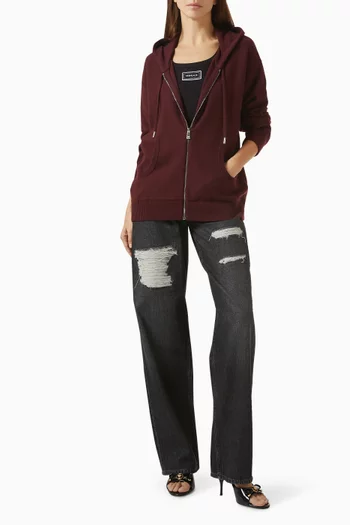 كنزة بغطاء رأس وسحّاب وشعار رأس ميدوسا مزيج كشمير