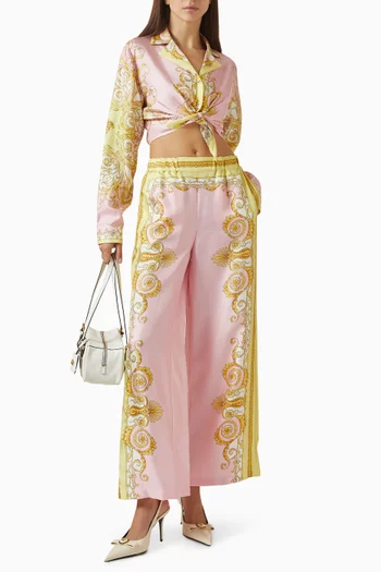 قميص سبرينج بنقشة باروكية فولار حرير تويل