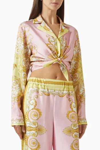 قميص سبرينج بنقشة باروكية فولار حرير تويل