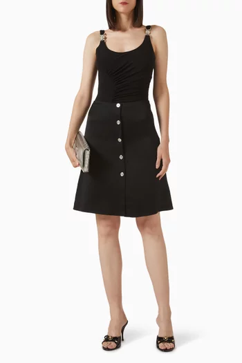 Medusa-button Skirt in Satin