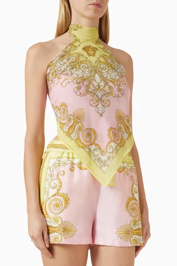 Printed Cover-up Foulard Top in Georgette