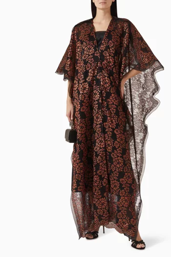 V-neck Abaya in Lace Organza