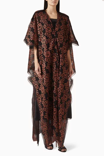 V-neck Abaya in Lace Organza