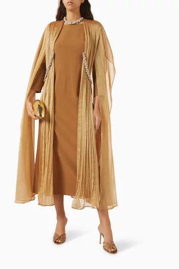 فستان بكاب وتطريزات شيفون وكريب