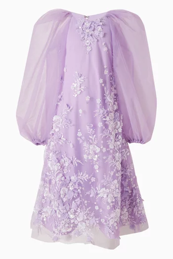 فستان طويل بزهور مطرزة