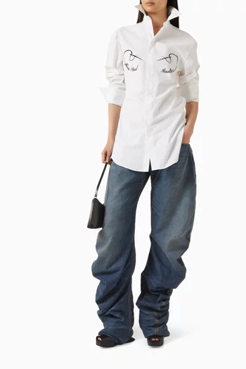 Logo-print Shirt in Cotton Poplin