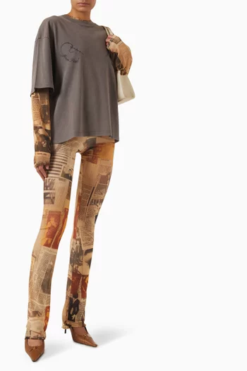 تي شيرت بقصة فضفاضة ومطرز قطن عضوي