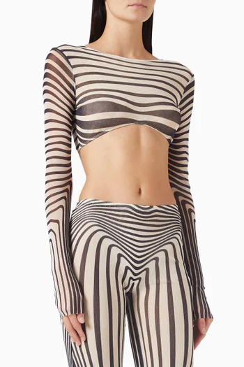 Re-edition Morphing Striped Cropped Top in Tulle
