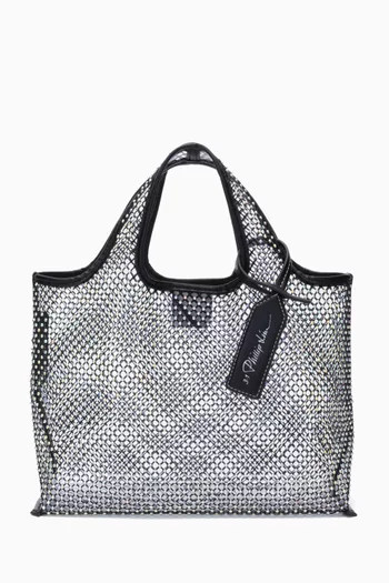 Mini Crystal-embellished Market Tote Bag in Mesh